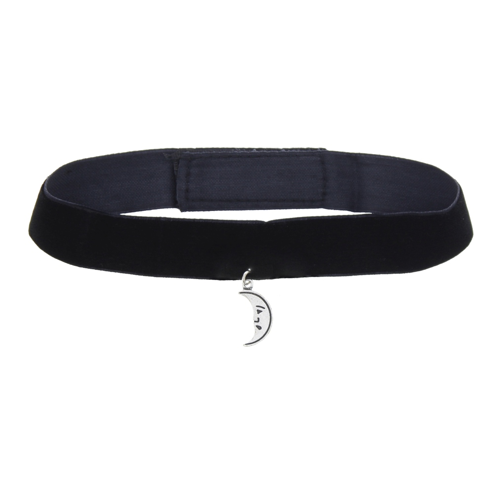Zac's Alter Ego - Velvet with Moon pendant Foulard - Noir